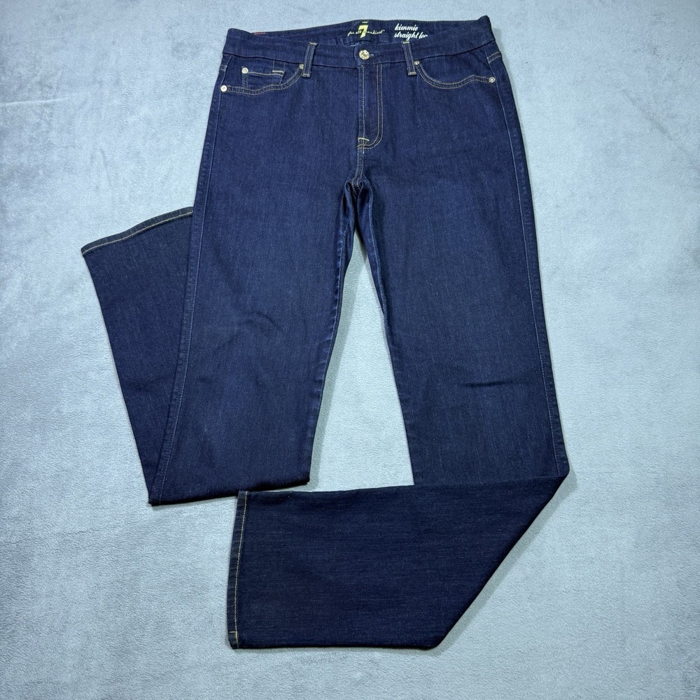 7 For All Mankind Jeans Womens 31x33 Kimmy Straight Leg Midrise Stone Wash USA